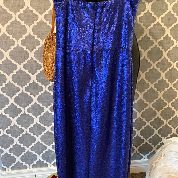 Electric blue strapless sequin dress - Picture 3 of 3